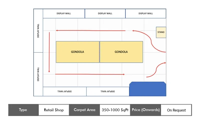 Mahindra Rainforest Retail Shop floor plan, 350 sq ft carpet area